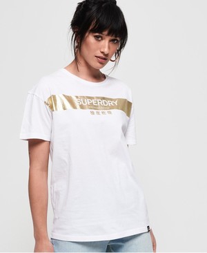 Superdry Premium Foil Oversized Portland Női Pólók Fehér | JIMEZ1842